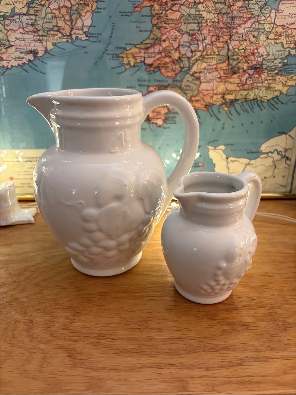 ✨ VINTAGE Revol France White Porcelain Grape Pitcher Set (1L & 25cl) ✨